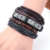 Fashion Women Multilayer Handmade Bangle Handmade Bracelets Leather Cool