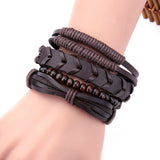 Fashion Women Multilayer Handmade Bangle Handmade Bracelets Leather Cool