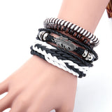 Fashion Women Multilayer Handmade Bangle Handmade Bracelets Leather Cool