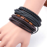Fashion Women Multilayer Handmade Bangle Handmade Bracelets Leather Cool