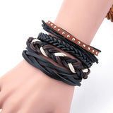 Fashion Women Multilayer Handmade Bangle Handmade Bracelets Leather Cool