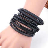 Fashion Women Multilayer Handmade Bangle Handmade Bracelets Leather Cool