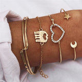 17KM Bohemian Feather Flower Bracelets For Women Fashion Simulated Pearl Multi Layer Bracelet DIY Handmade Jewelry Gift 5PCS/Set