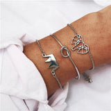 17KM Bohemian Feather Flower Bracelets For Women Fashion Simulated Pearl Multi Layer Bracelet DIY Handmade Jewelry Gift 5PCS/Set