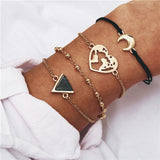 17KM Bohemian Feather Flower Bracelets For Women Fashion Simulated Pearl Multi Layer Bracelet DIY Handmade Jewelry Gift 5PCS/Set